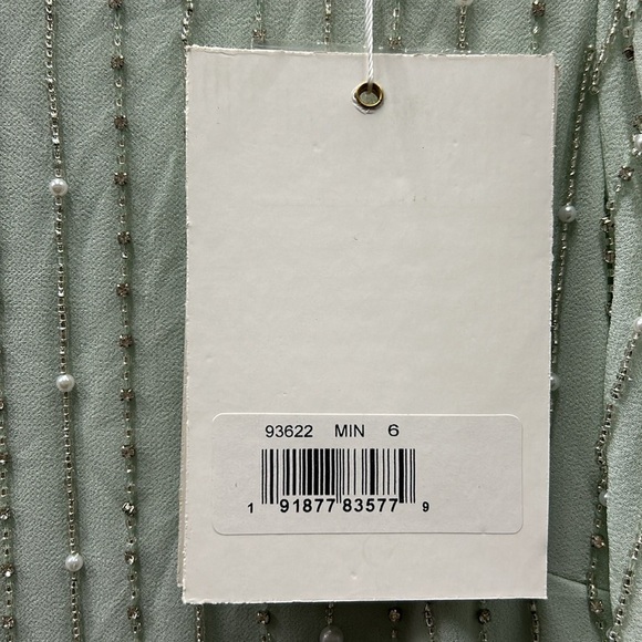 Mac Duggal 93622 NWT LONG SLEEVE PUFF SLEEVE BEADED MIDI DRESS - Picture 9 of 9